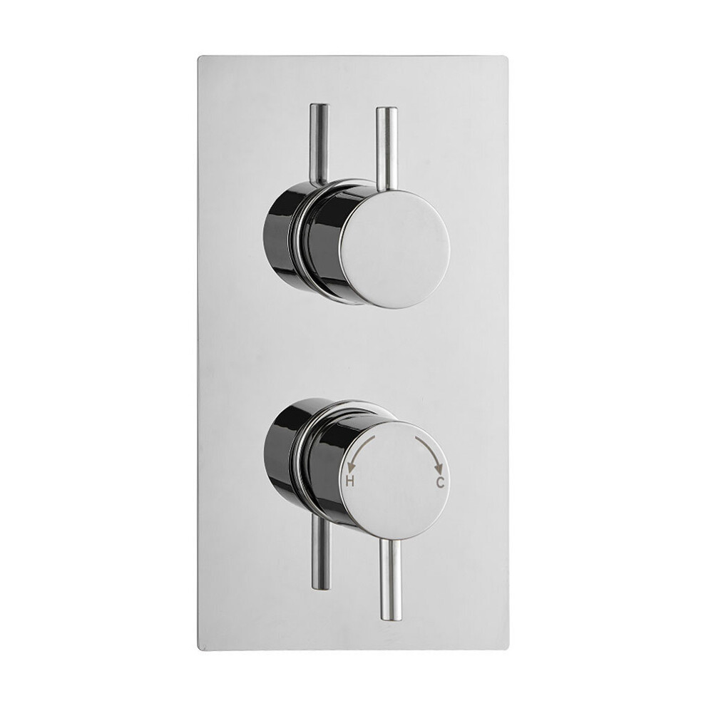 Concealed Thermostatic Shower Mixer Valve 2 Outlet Round Handles Wras 701236833560