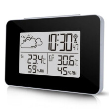 Digital Alarm Clock Wireless LCD Weather Forecast Station Thermometer Barometer Outdoor Sensor