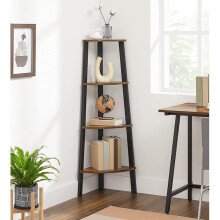 Small Corner Bookcase Vintage Industrial Furniture Tall Rustic Shelving Unit