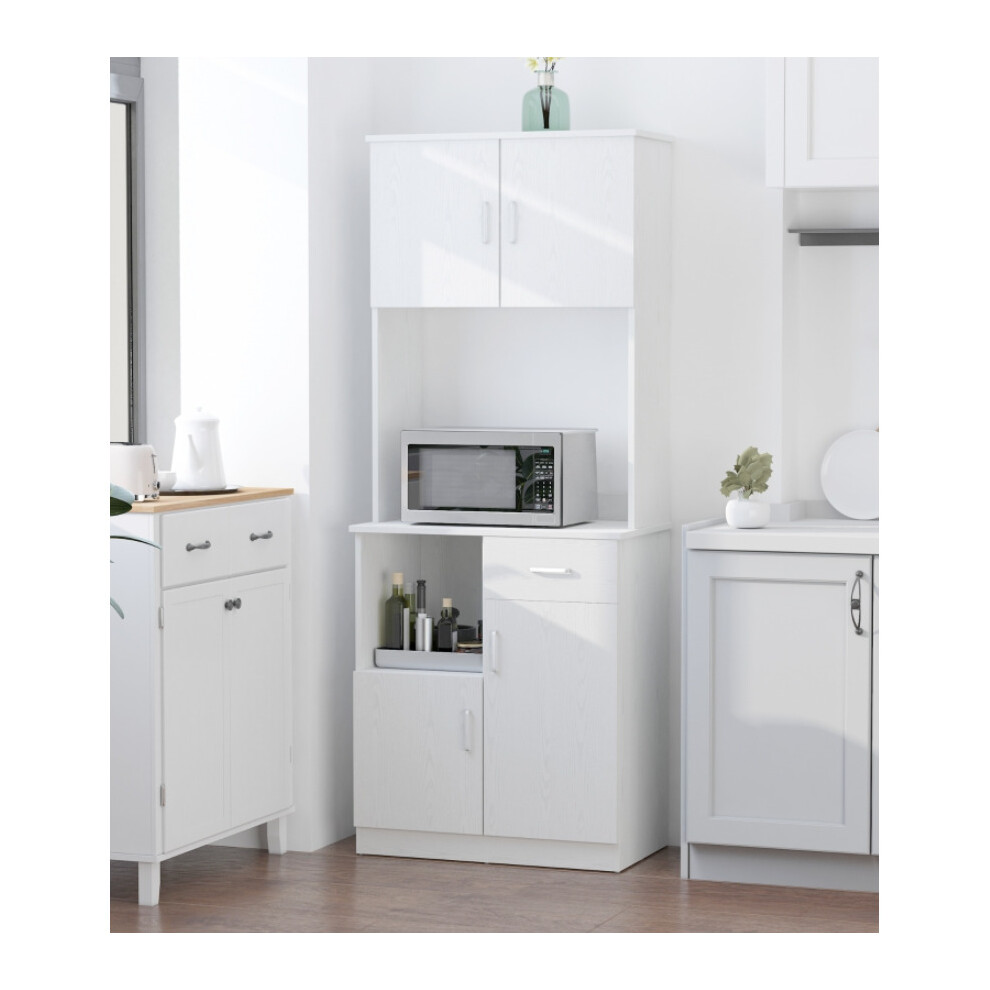 Kitchen Dresser Cabinet White Sideboard Furniture Tall Storage Pantry Shelf Unit