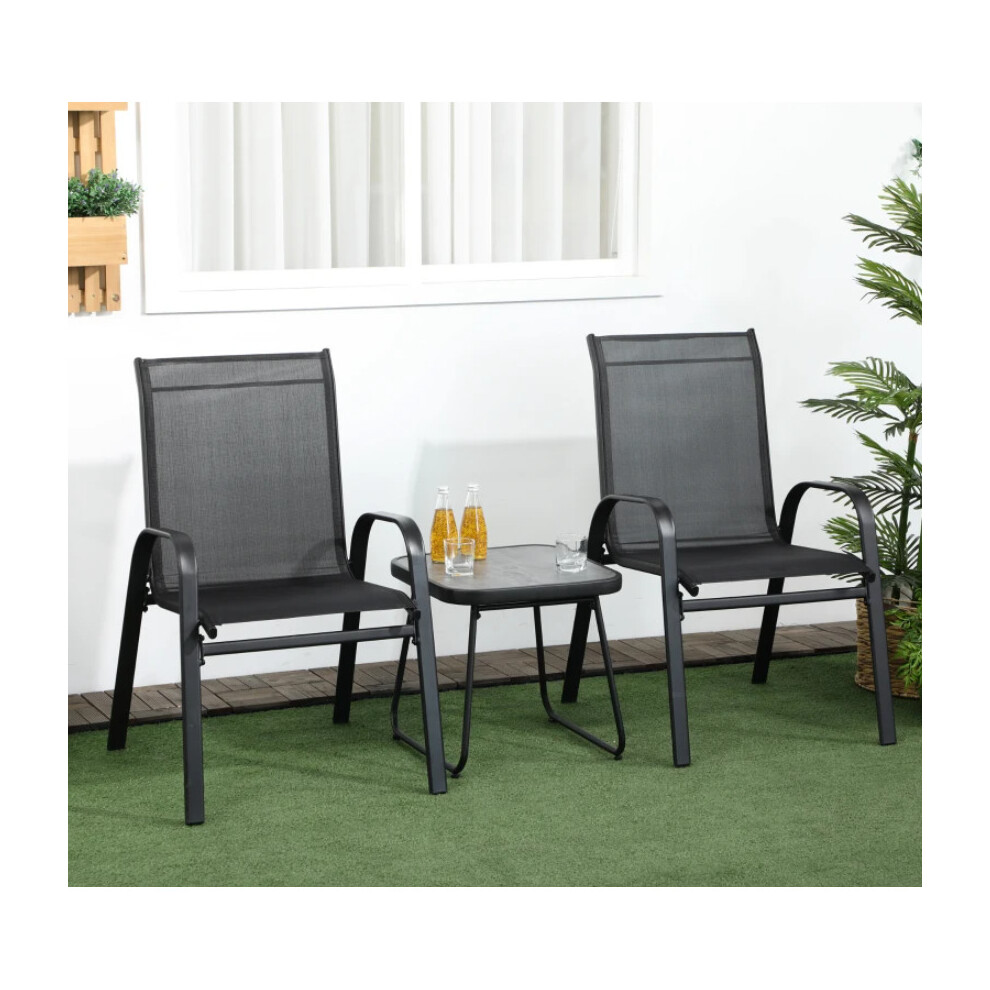 Garden Bistro Set 2 Chairs Coffee Table Outdoor Patio Armchairs Seat Furniture