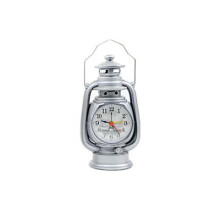 (Light Silver) Vintage Oil Lamp Alarm Clock Room Decor