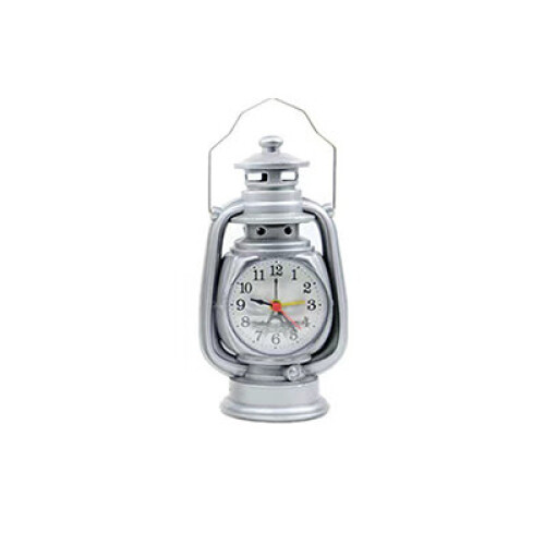 (Light Silver) Vintage Oil Lamp Alarm Clock Room Decor