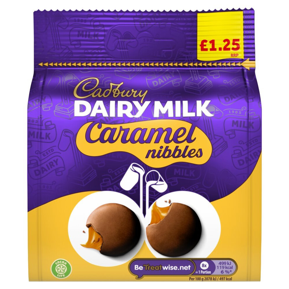 Cadbury Dairy Milk 1 Caramel Nibbles Bag 95g (Pack of 10)