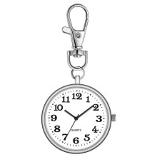 (White) Mini Retro Pocket Watch Student Keychain Watch