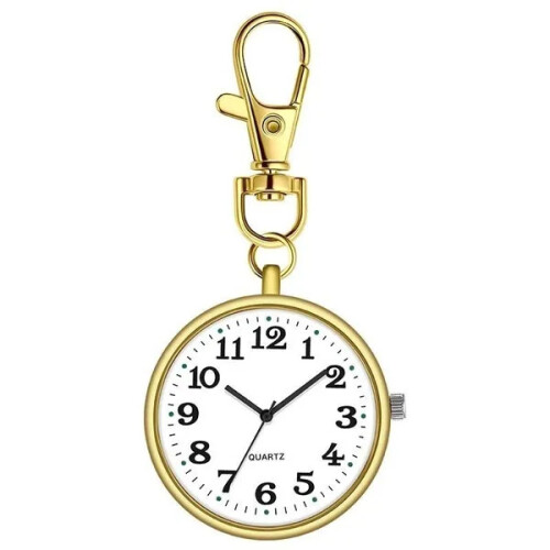 (Gold) Mini Retro Pocket Watch Student Keychain Watch