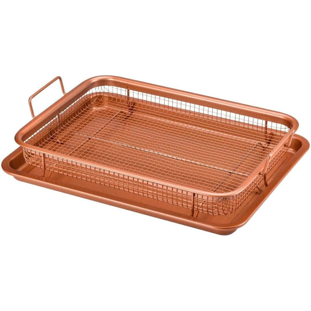 Non Stick 2pc Copper Crisper Oven Tray - Healthy Fat Free Home Cooking