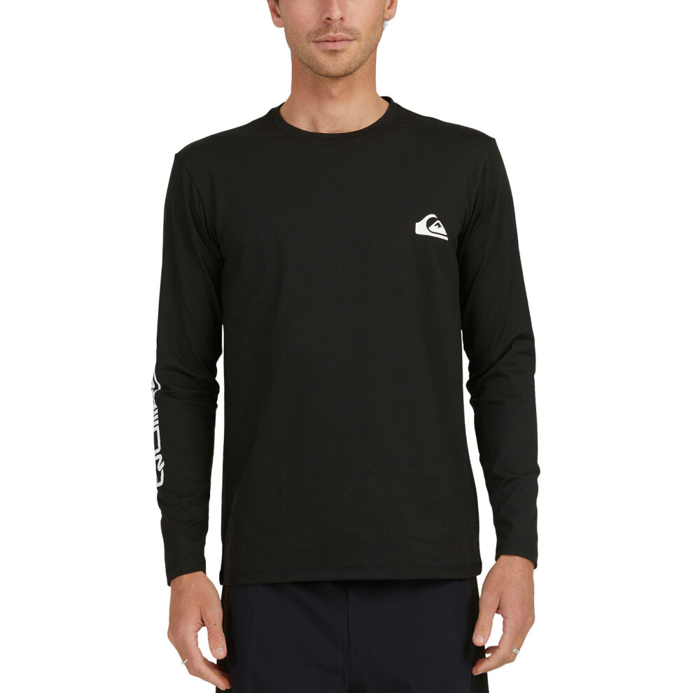 (S, Black) Quiksilver Mens Omni Session Long Sleeve UPF 50 Surf T-Shirt Top