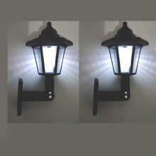(Cool white, 2 PCS) Solar Power LED Light Path Way Wall Landscape Mount Garden Outdoor Fence Lamp
