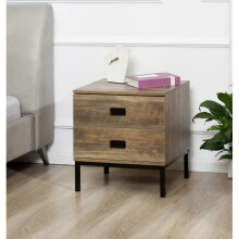 Industrial Bedside Table Vintage Storage Stand Drawers Rustic Metal Cabinet Unit