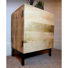 Industrial Bedside Table Rustic Solid Wood Nightstand Vintage Storage Cabinet