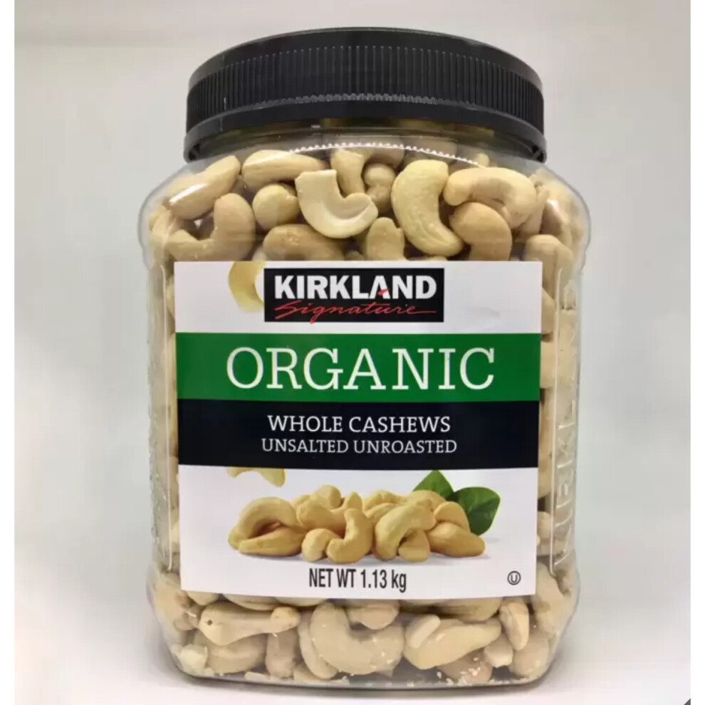 Kirkland Signature Organic Cashews, Unsalted & Unroasted, 1.13Kg - On-The-Go Snack, Vegan-Friendly, Rich In Protein & Vitamins