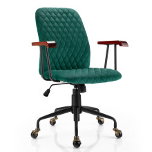 Velvet Rocking Leisure Chair - Adjustable Height 90-98 cm, 360 Swivel, Copper Casters, Ergonomic Backrest