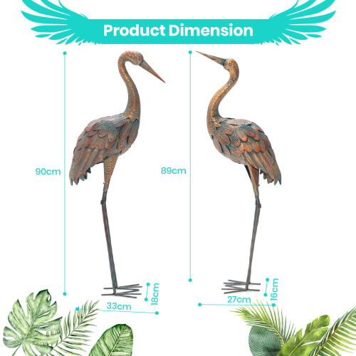 Casart 2-Piece Crane Garden Statue Set Crane Sculpture Statue Decoy 1