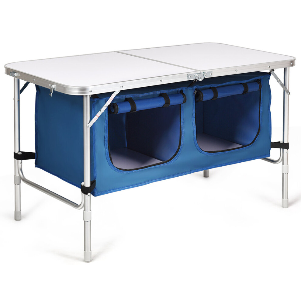 4FT Folding Aluminum Table with Lockers Indoor Outdoor Folding Table