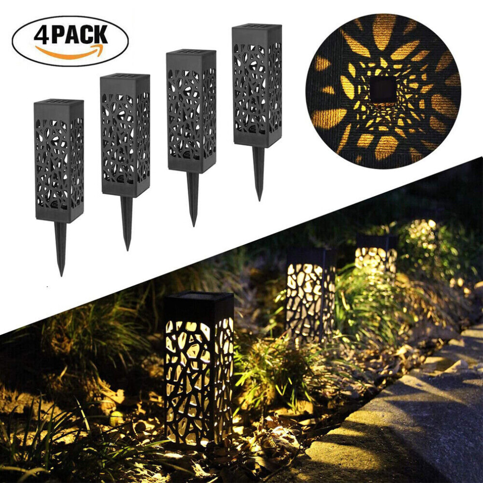 (  Warm) 4x Solar Powered LED Stake Lights Garden Patio Lawn Lighting Waterproof Warm