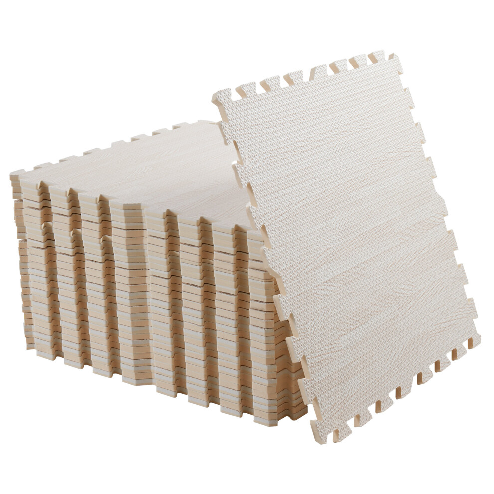( ) 12Pcs Eva Interlocking Mat Kid Toddler Play Exercise Puzzle Floor Tiles 60X60cm Beige Wisfor