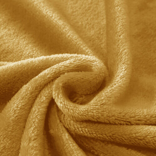 (MUSTARD, DOUBLE) Soft Thick Fleece Blanket Sofa/Couch/Bed Throw UK 2