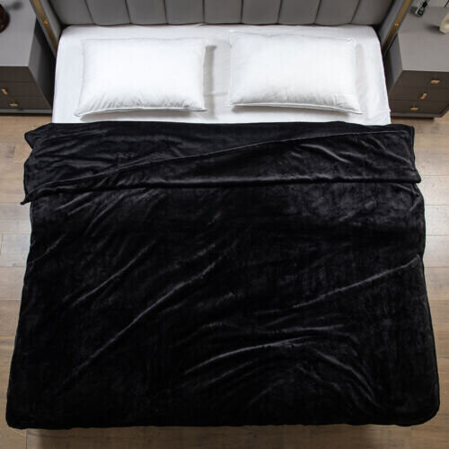 (BLACK, DOUBLE) Soft Thick Fleece Blanket Sofa/Couch/Bed Throw UK 2