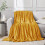 (MUSTARD, KING) Soft Thick Fleece Blanket Sofa/Couch/Bed Throw UK 4