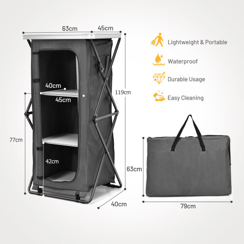 Casart Folding Pop-Up Cupboard Compact and Portable Camping Storage Cabinet 1