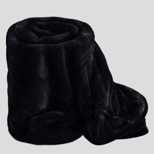 (BLACK, KING) Soft Thick Fleece Blanket Sofa/Couch/Bed Throw UK 2