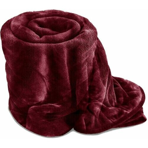 (BURGUNDY, DOUBLE) Soft Thick Fleece Blanket Sofa/Couch/Bed Throw UK