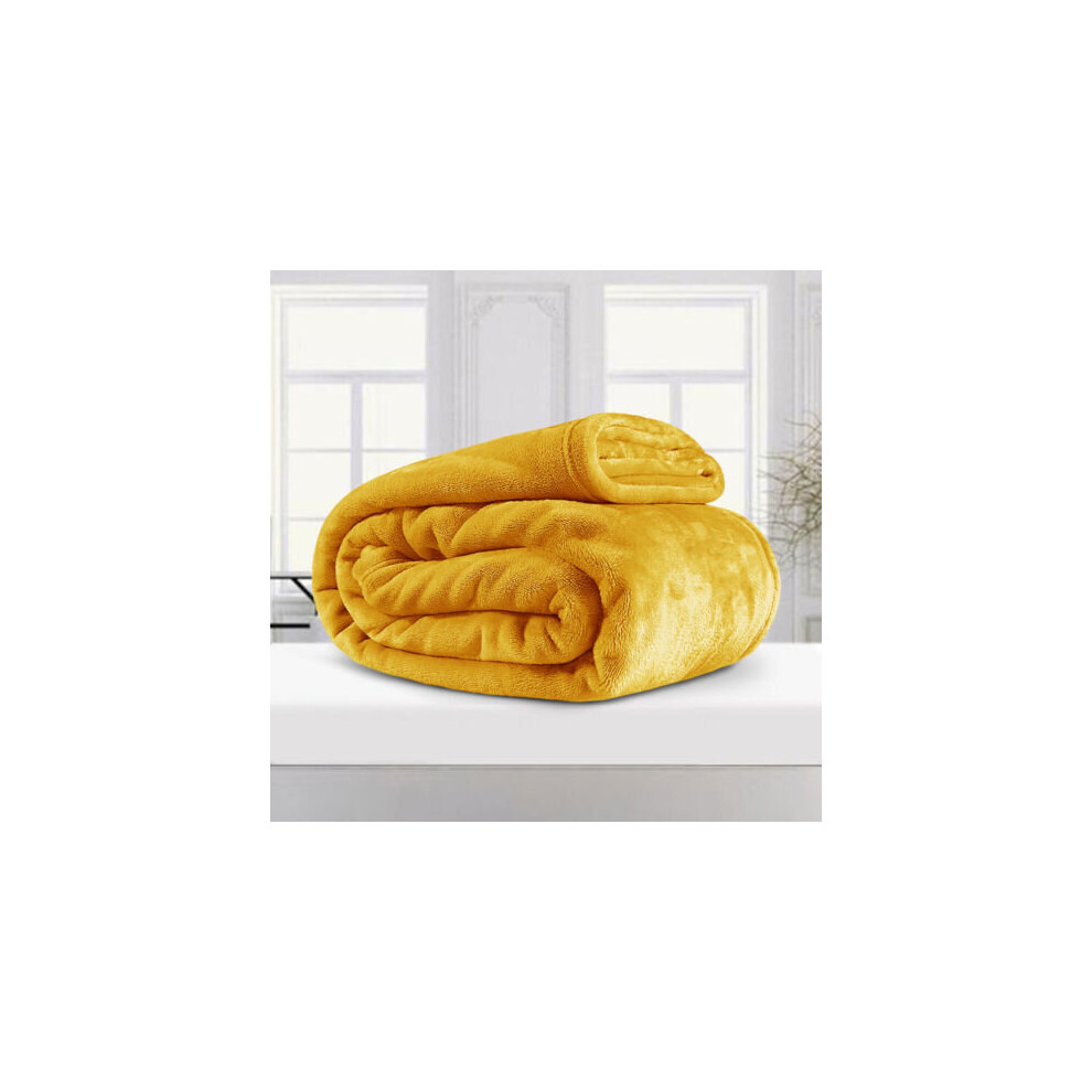 Supreme Bedding Ltd (Mustard, King) Soft Thick Fleece Blanket Sofa/Couch/Bed Throw Uk