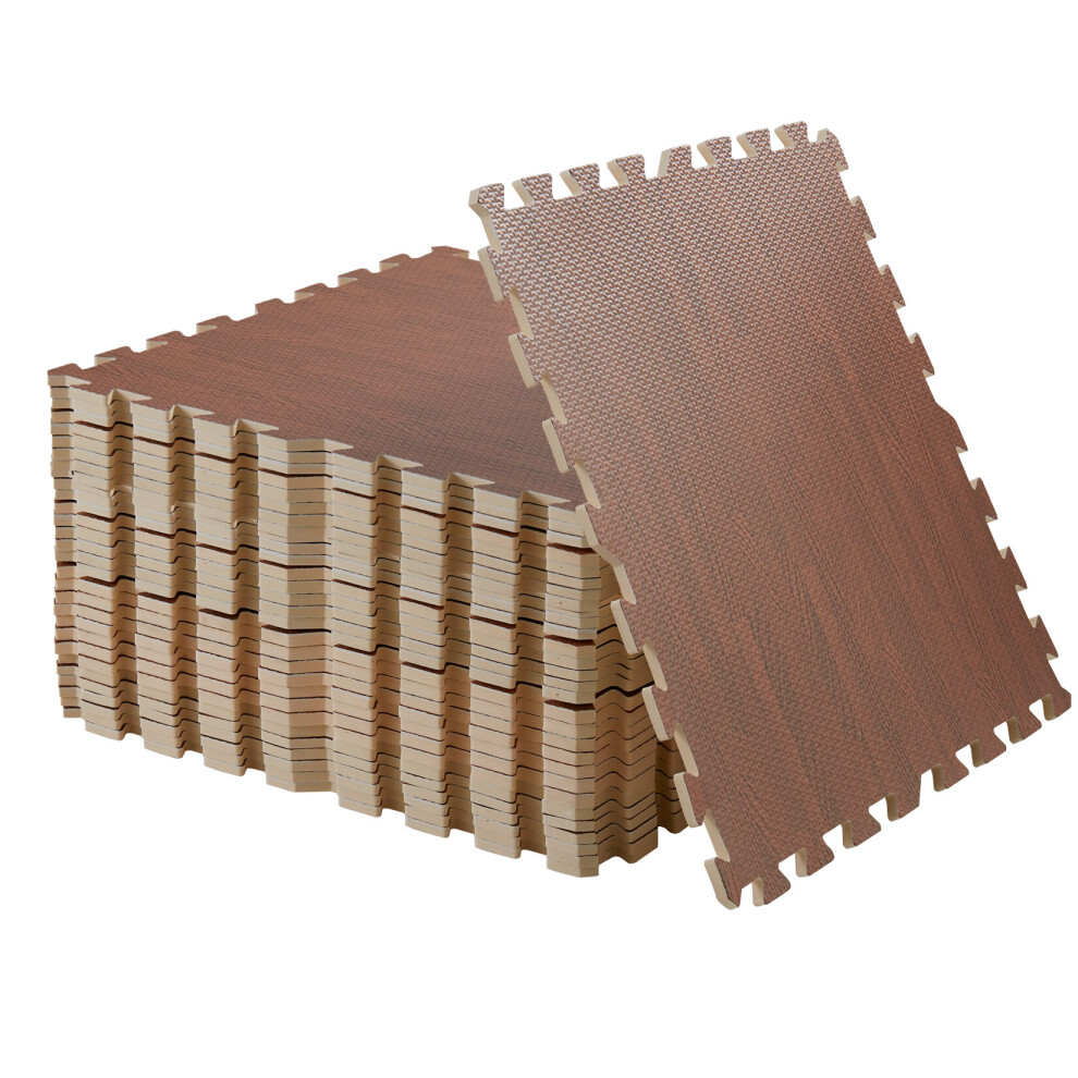 (Brown) 12Pcs Eva Interlocking Mat Kid Toddler Play Exercise Puzzle Floor Tiles 60X60cm Brown Wisfor