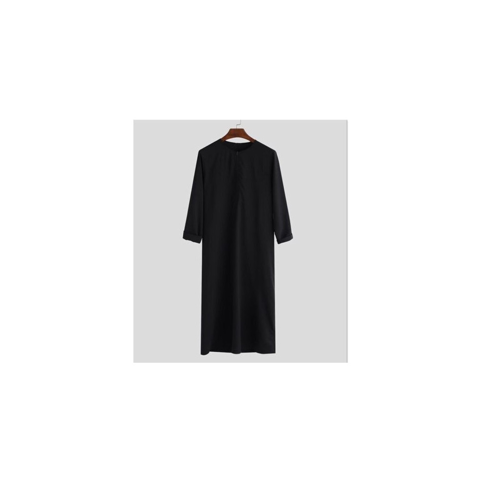 (Black, 5XL) Islam Arab Men Thobe Robe Dishdasha Muslim Abaya Kaftan Dress Thoub Jubba