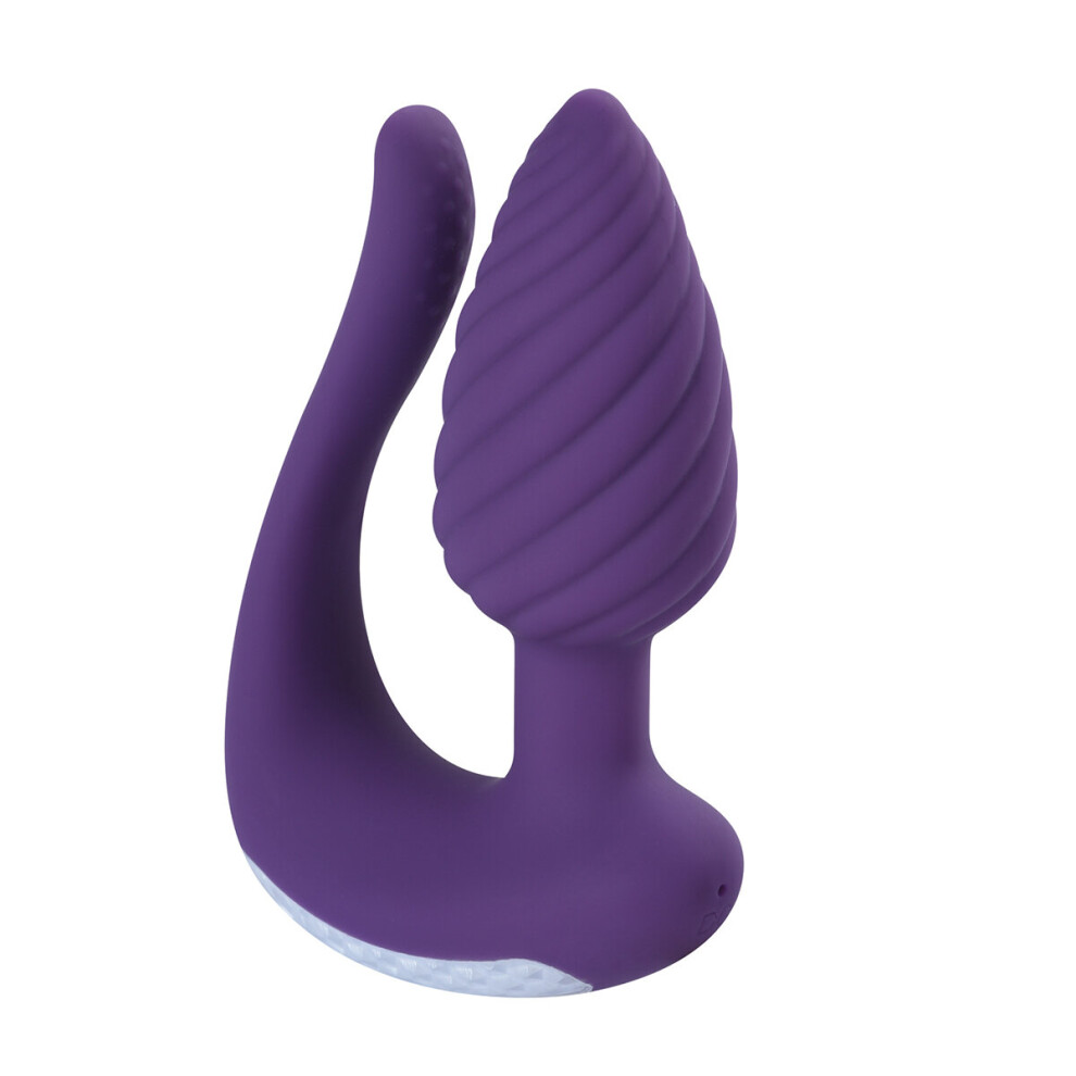 Spiral Anal Plug with Rotating Beads Dual Vibration Men  Women Sex Toy