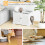 Casart Cat Litter Box Enclosure Decorative Cat Box Cabinet Storage Bench 6