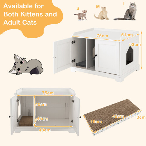 Casart Cat Litter Box Enclosure Decorative Cat Box Cabinet Storage Bench 1