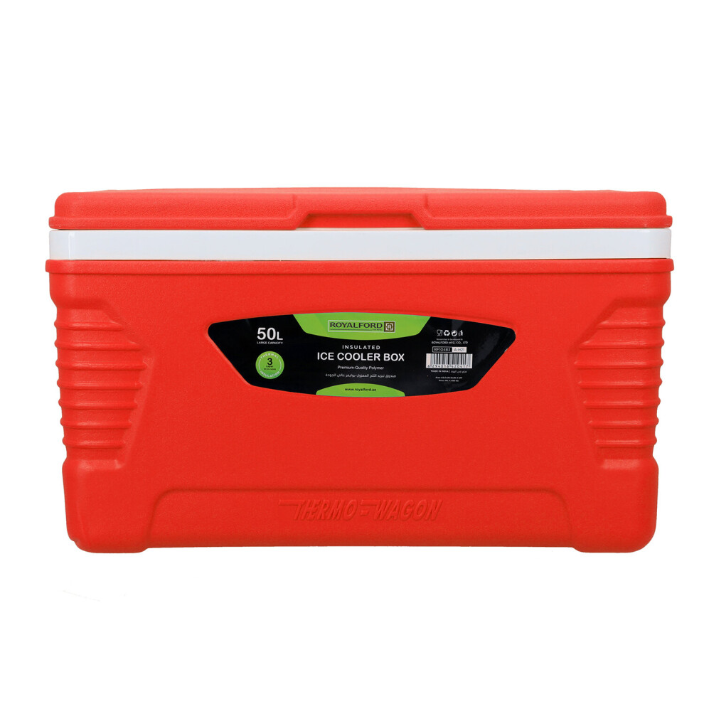 (Red, 50 L) Royalford Portable Insulated Ice cooler Box