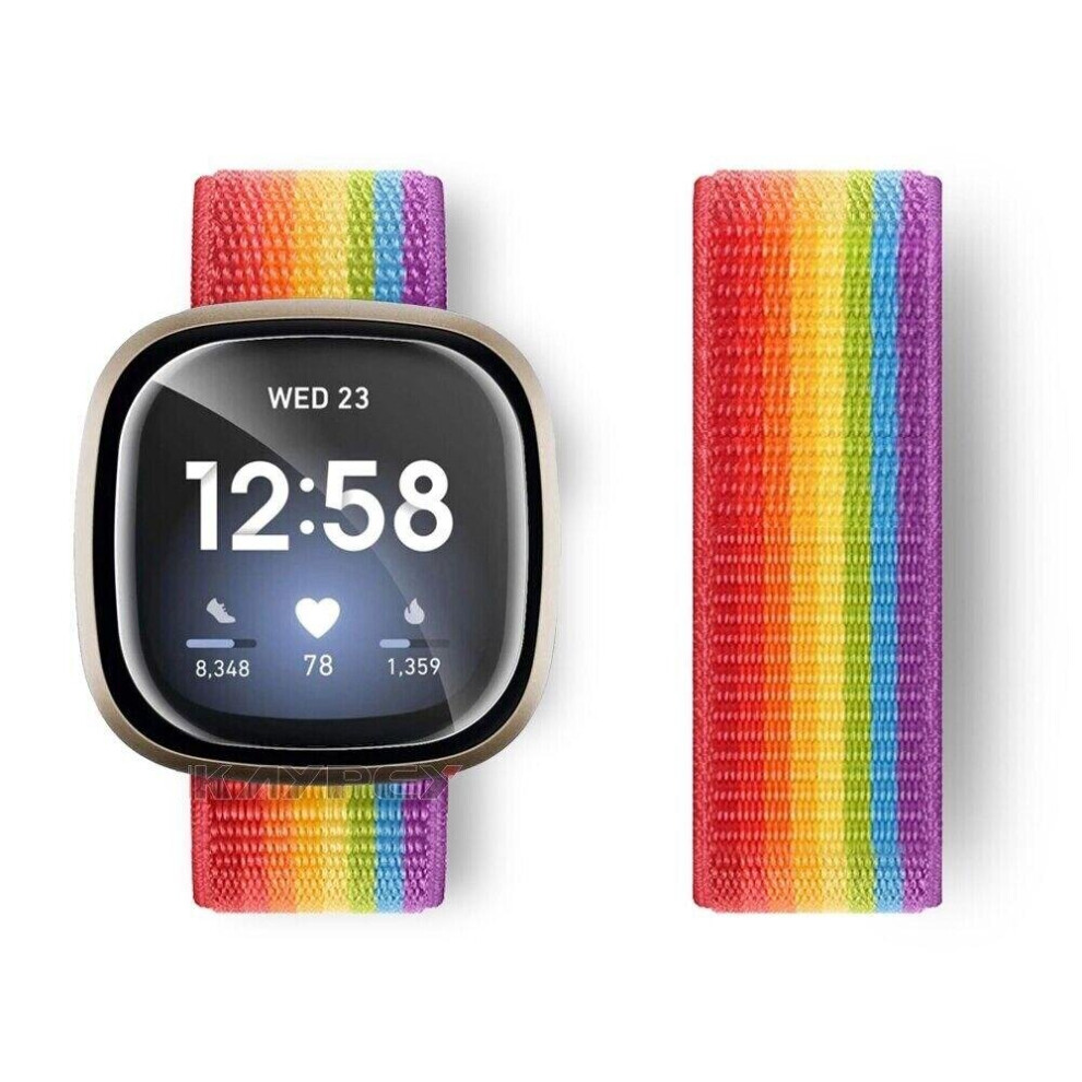 Fitbit Sense Rainbow For Fitbit Versa 3 Versa 4 Sense Sense 2 Nylon Fabric Watch Strap Band on OnBuy