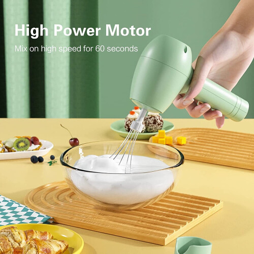 Cordless Hand Mixer, Electric Whisk (Green) 2