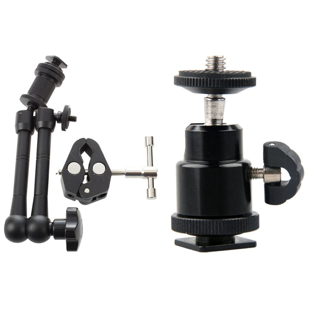 1Pcs 11 Inch Friction Articulating Arm + Clamp & 1Pcs Aluminium Alloy Mini Ball Head 1/4 Inch Mount 4762527019366
