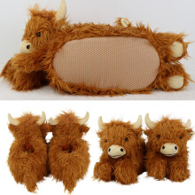 Plush Cow Highland Slipper Scottish Cow Slippers Warm Indoor Home Gift Xmas