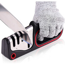 Kitchen Knife Sharpener electric 2-in-1 Work Sharp Knife Sharpener, 4 Stage Diamond Works for Ceramic and Steel Knives, Scissors with Cut Resistant