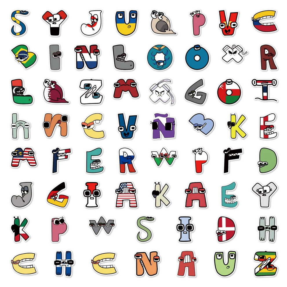 62pcs Alphabet Lore Letter A Stickers Waterproof Reusable Decor Baby Educational