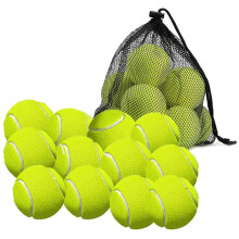 Tennis Balls with Storage Bag C Fine Quality Thick-Walled Tennis Ball - Perfect for Tennis, and Cricket - Pack of 12