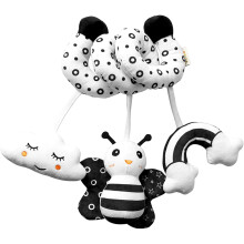 Spiral Toys for pram,Spiral Activity Hanging Toys Car Seat Toys Baby Spiral Toy,With Ringing Bell Soft Cuddly Toy,Suitable for all Babies (Black and