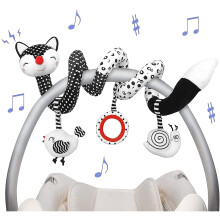 Pram Spiral Hanging Baby Toy - Newborn Car Seat Pushchair Activity Spiral Wrap Around Stroller Crib Cot Sensory Soft Plush Carseat Hanging Toys for