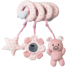 Spiral Toys for pram,Spiral Activity Hanging Toys Car Seat Toys Baby Spiral Toy,With Ringing Bell Soft Cuddly Toy,Suitable for all Babies(Pink)