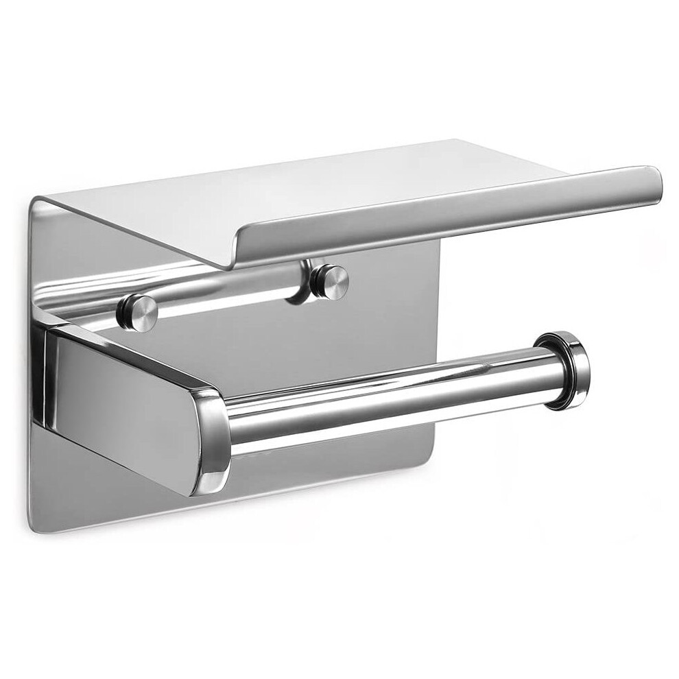 Toilet Paper Roll Holder Stainless Steel Wall-mounted with Spacious Shelf for Kitchen and Bathroom Paper Roll Holder Kitchen Roll Holder-image-OPC-PBHMCWN-NEW