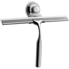 Shower Squeegee, 35 cm Squeegee Shower Stainless Steel Window Squeegee with Special Suction Hook for Wall Hanging, White Silicone Wiper LipIdeal