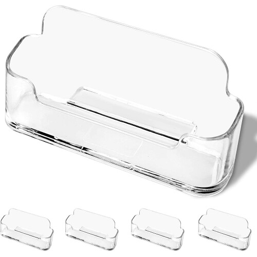 Business Card Holder for Desk - 4 Pack Acrylic Business Card Holder ...