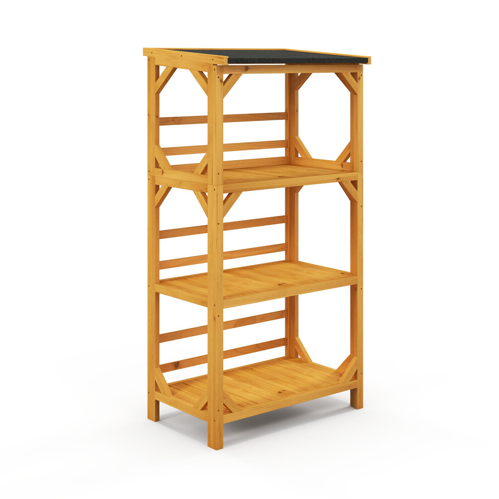 Outdoor Storage Shelf Wooden Storage Rack 3-Tier Plant Stand