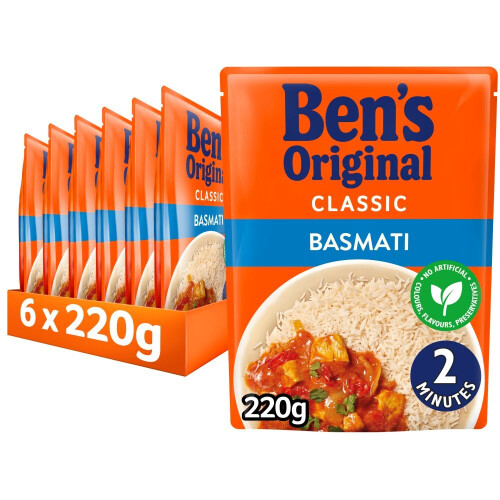 Bens Original Basmati Microwave Rice 220g (Pack of 6) 1