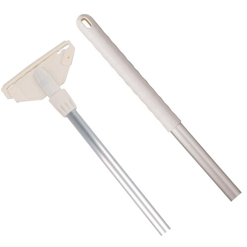 (White) JanSan Kentucky Aluminium Handle & Plastic Fitting 54" 137cm